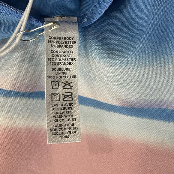 Kyodan Medium Swim Skort UPF 40 Watercolor Elastic Waist Stretch Blue Pink New - Picture 7 of 7